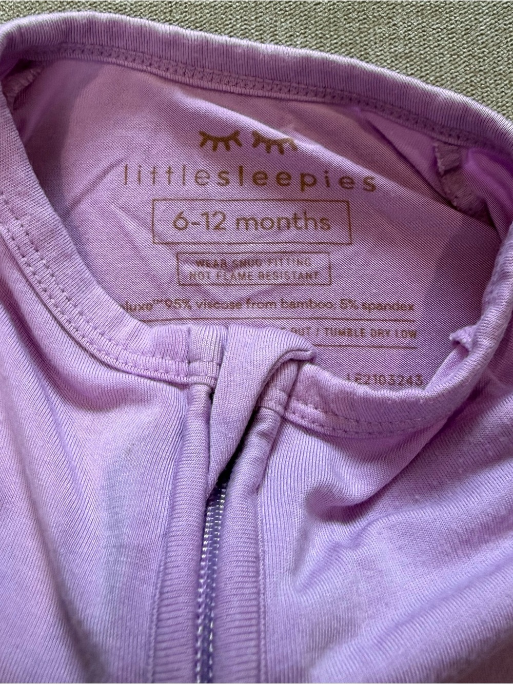 Little Sleepies Light Orchid Shorty Zippy 6-12 Months - Picture 4 of 6